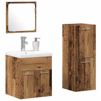 Bathroom Furniture Set 4 pcs Old Wood Engineered Wood