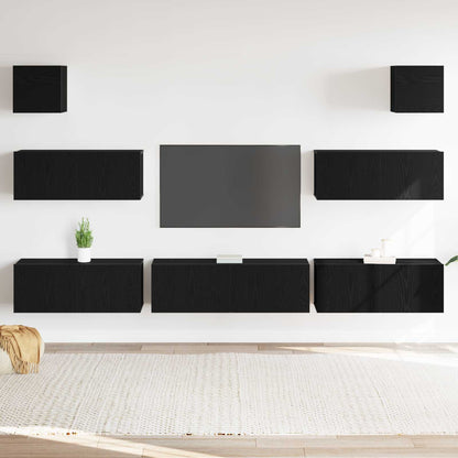 TV Cabinet Set 7 pcs Black Oak 100 x 30 x 30 cm Engineered Wood