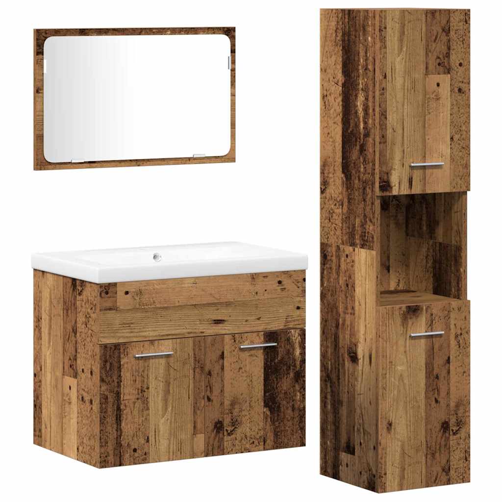 Bathroom Furniture Set with Shelf 4 pcs Brown Engineered Wood
