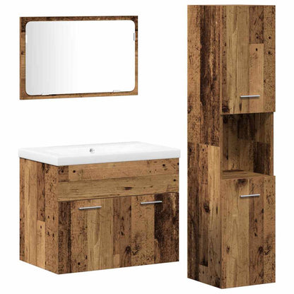 Bathroom Furniture Set with Shelf 4 pcs Brown Engineered Wood
