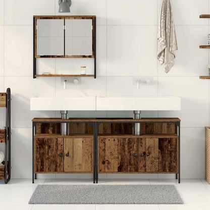 Bathroom Furniture Set with Shelf 3 pcs Brown Engineered wood