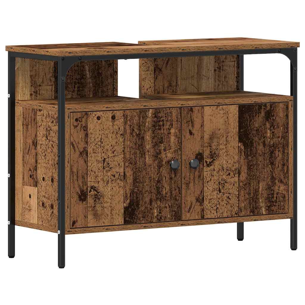 Bathroom Furniture Set with Shelf 3 pcs Brown Engineered wood