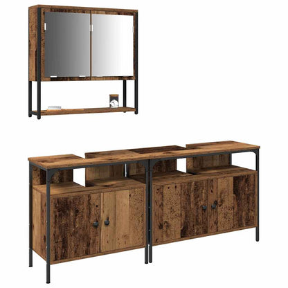 Bathroom Furniture Set with Shelf 3 pcs Brown Engineered wood