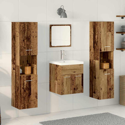 Bathroom Furniture Set with Door 4 pcs Old Wood Engineered Wood