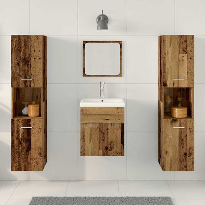 Bathroom Furniture Set with Door 4 pcs Old Wood Engineered Wood
