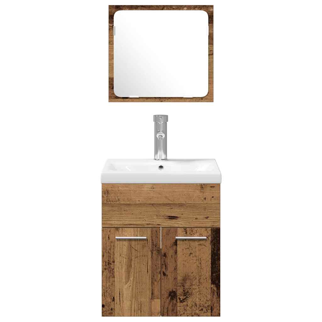 Bathroom Furniture Set with Door 4 pcs Old Wood Engineered Wood