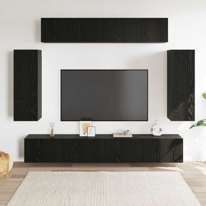 TV Cabinet Set 6 pcs Black Oak 100 x 30 x 30 cm Engineered Wood