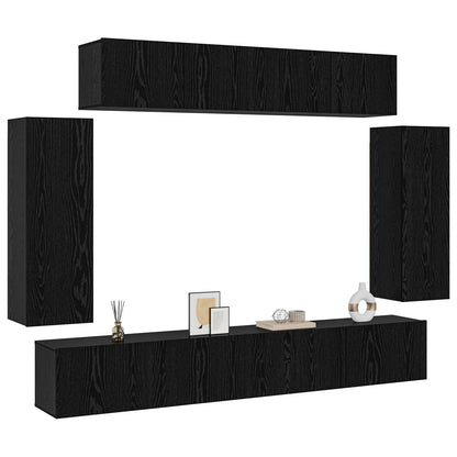 TV Cabinet Set 6 pcs Black Oak 100 x 30 x 30 cm Engineered Wood