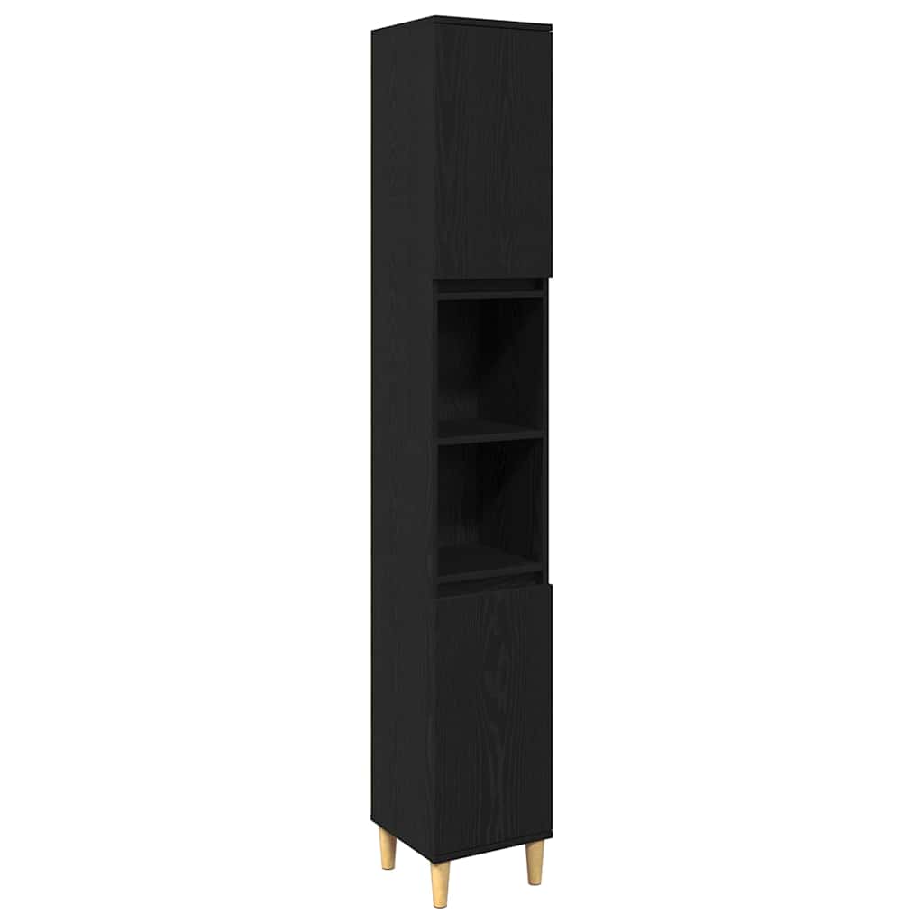 Bathroom Furniture Set with Storage 3 pcs Black Engineered wood
