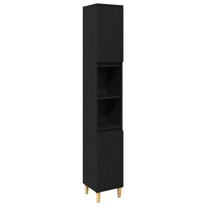 Bathroom Furniture Set with Storage 3 pcs Black Engineered wood