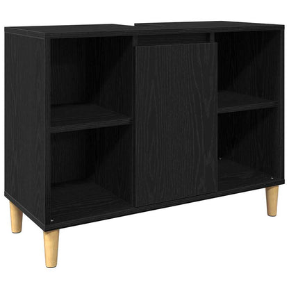 Bathroom Furniture Set with Storage 3 pcs Black Engineered wood