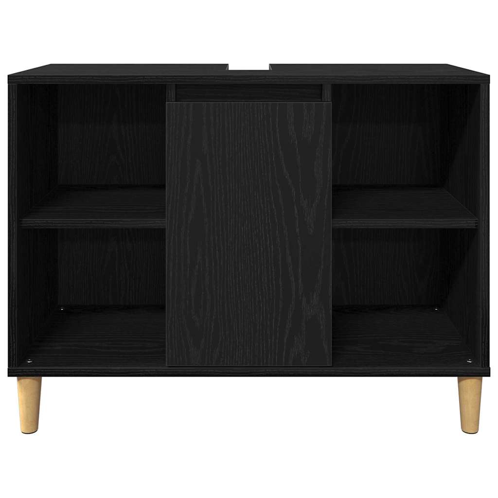 Bathroom Furniture Set with Storage 3 pcs Black Engineered wood