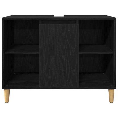 Bathroom Furniture Set with Storage 3 pcs Black Engineered wood