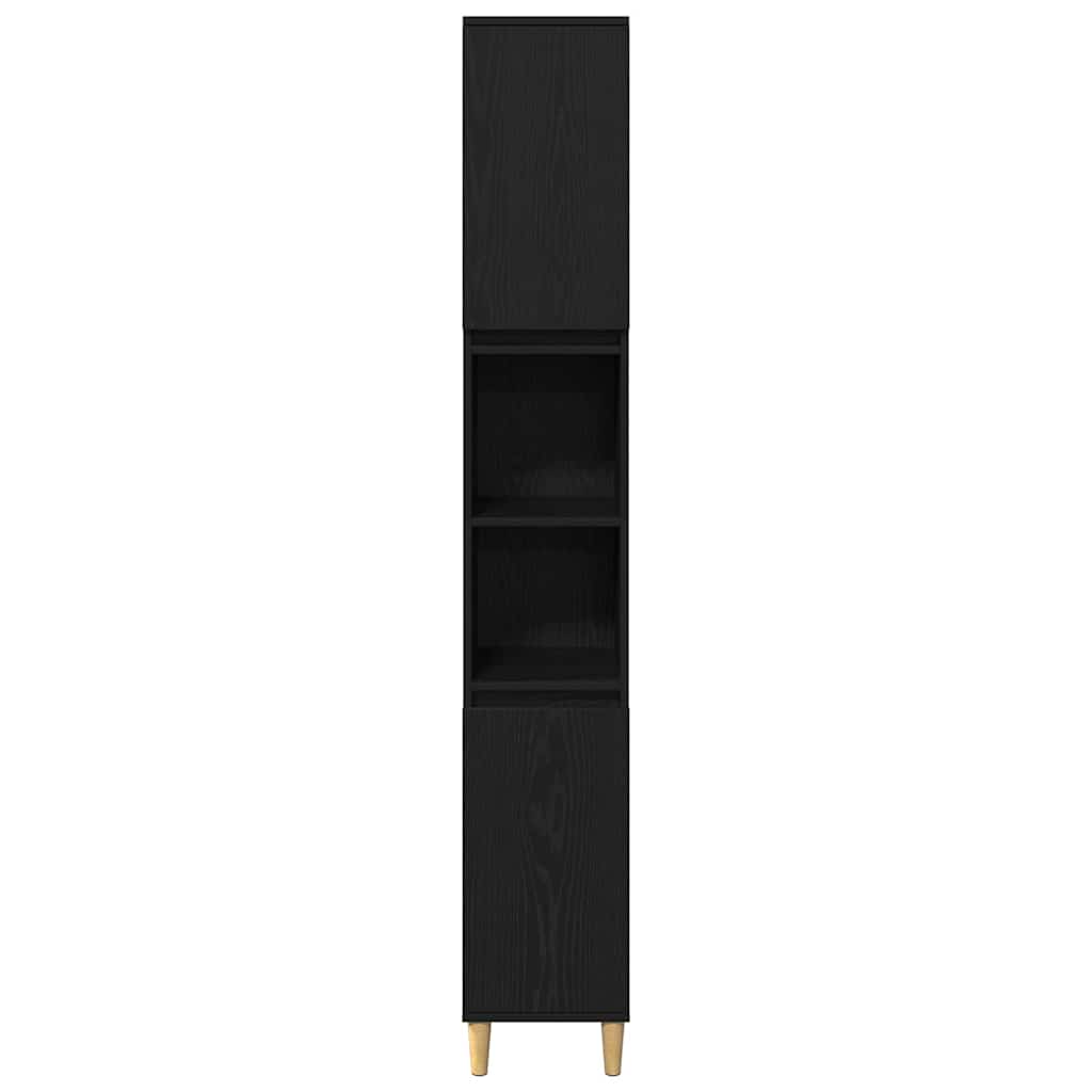 Bathroom Furniture Set with Storage 3 pcs Black Engineered wood