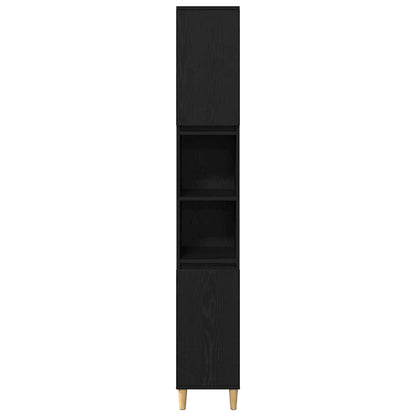 Bathroom Furniture Set with Storage 3 pcs Black Engineered wood