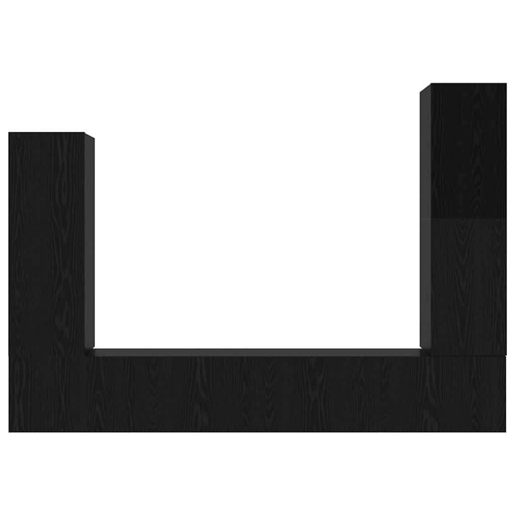TV Cabinet Set Wall-mounted 4 pcs Black Oak Engineered Wood