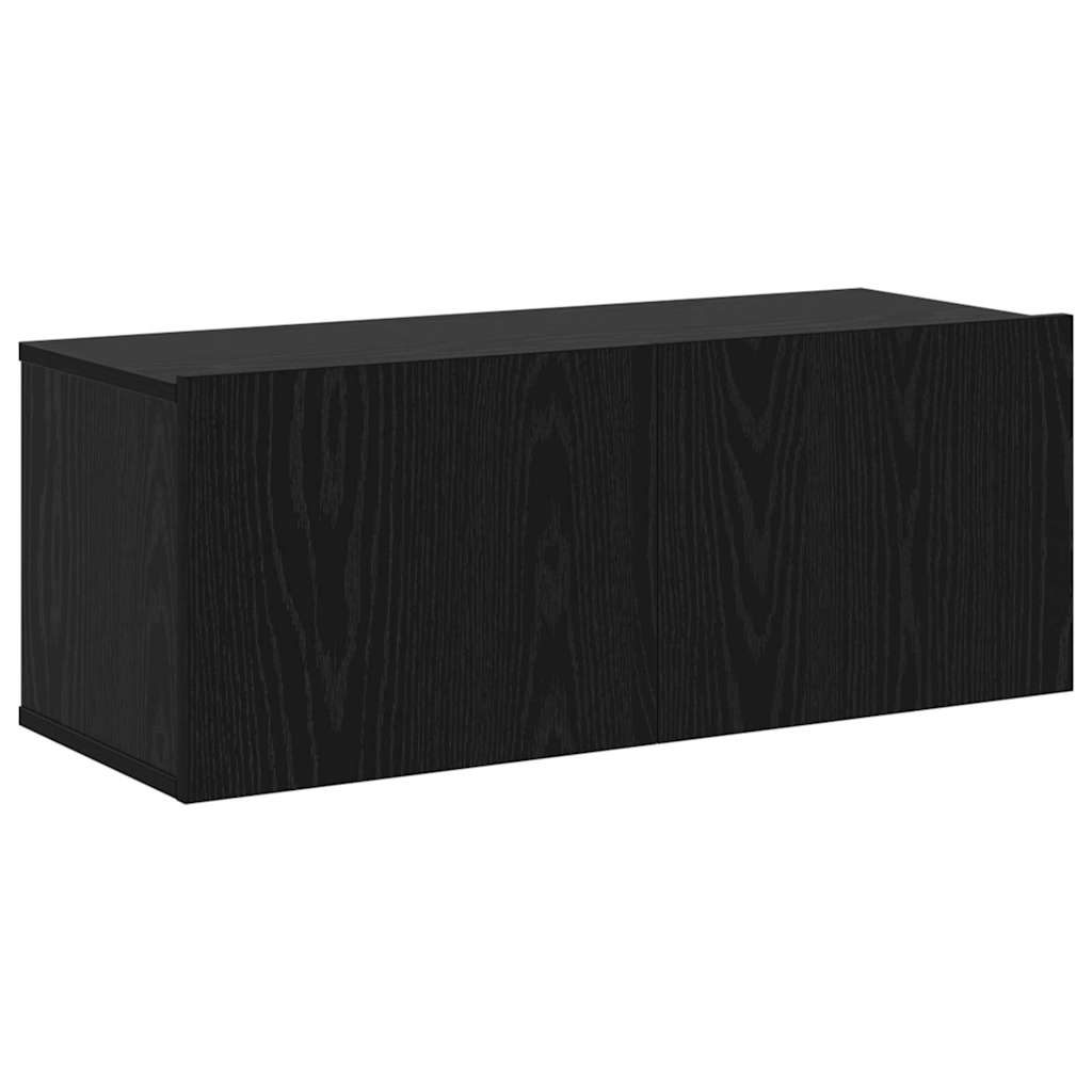 TV Cabinet Set Wall-mounted 7 pcs Black Oak Engineered Wood