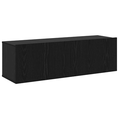 TV Cabinet Set Wall-mounted 7 pcs Black Oak Engineered Wood