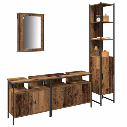 Bathroom Furniture Set with Door 4 pcs Old Wood Engineered Wood