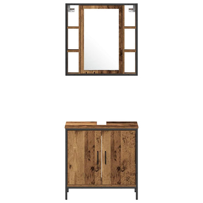 Bathroom Furniture Set with Door 4 pcs Brown 33 x 33 x 185.5 cm