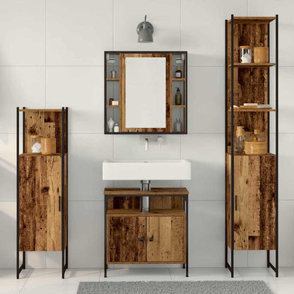 Bathroom Furniture Set with Door 4 pcs Old Wood Engineered Wood