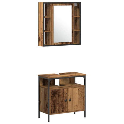 Bathroom Furniture Set with Door 4 pcs Old Wood Engineered Wood