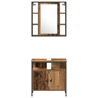 Bathroom Furniture Set with Door 4 pcs Old Wood Engineered Wood