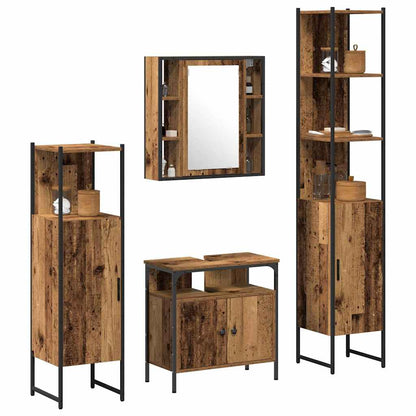Bathroom Furniture Set with Door 4 pcs Old Wood Engineered Wood