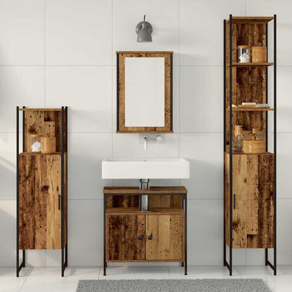 Bathroom Furniture Set with Door 4 pcs Old wood Engineered wood