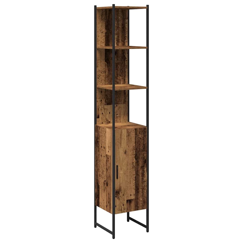 Bathroom Furniture Set with Door 4 pcs Old wood Engineered wood