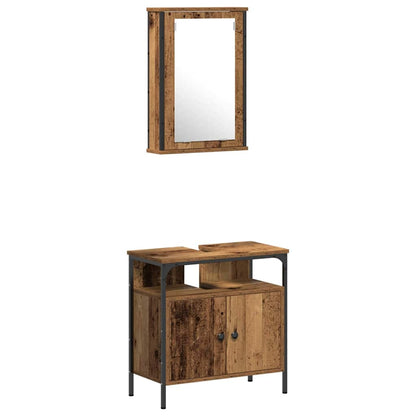 Bathroom Furniture Set with Door 4 pcs Old wood Engineered wood