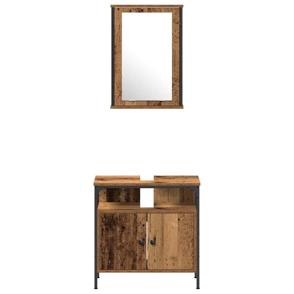 Bathroom Furniture Set with Door 4 pcs Old wood Engineered wood