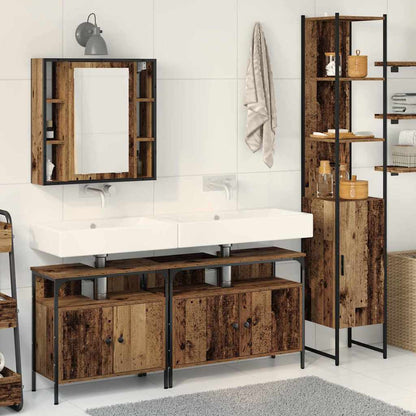 Bathroom Furniture Set with Door 4 pcs Old Wood Engineered Wood