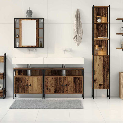 Bathroom Furniture Set with Door 4 pcs Old Wood Engineered Wood