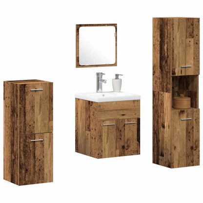 Bathroom Furniture Set 4 pcs Old Wood Engineered Wood
