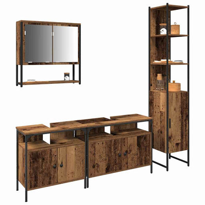 Bathroom Furniture Set with Door 4 pcs Old Wood Engineered Wood