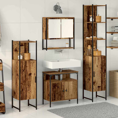 Bathroom Furniture Set with Door 4 pcs Old wood Engineered wood