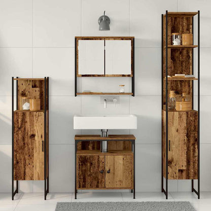 Bathroom Furniture Set with Door 4 pcs Old wood Engineered wood