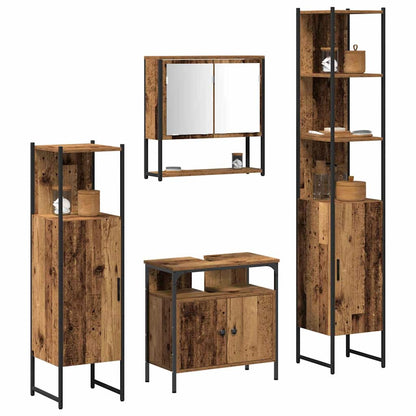 Bathroom Furniture Set with Door 4 pcs Old wood Engineered wood