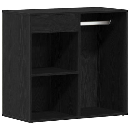 LED Dressing Table Set with Drawer Black Oak 140 x 40 x 140 cm