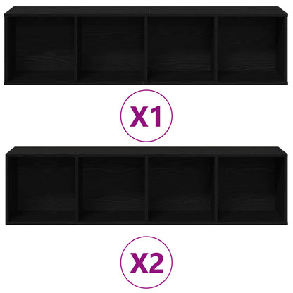 Bookshelf 3 pcs Black Oak 36 x 30 x 143 cm Engineered Wood