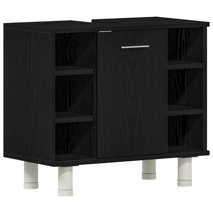 Bathroom Furniture Set with Shelf 3 pcs Black 30 x 30 x 99.5 cm