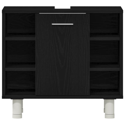 Bathroom Furniture Set with Shelf 3 pcs Black 30 x 30 x 99.5 cm