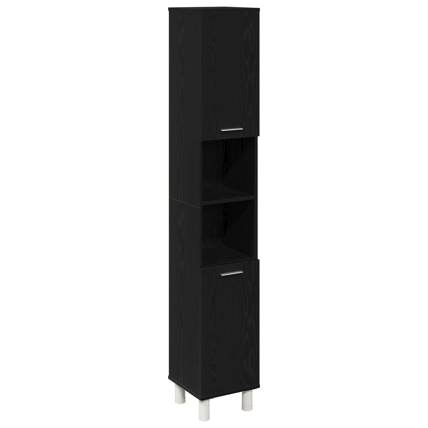 Bathroom Furniture Set with Door 3 pcs Black 30 x 30 x 179.5 cm