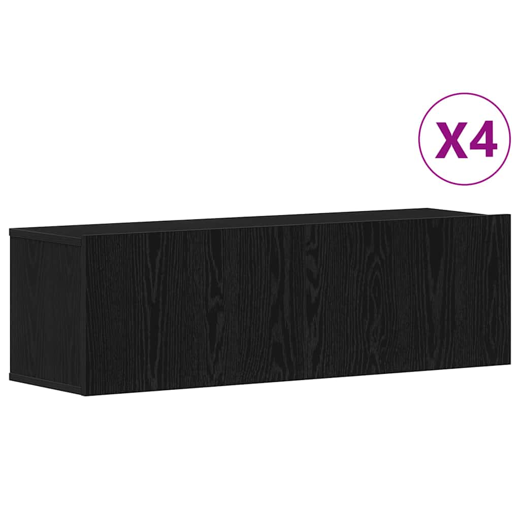 TV Cabinet Set 4 pcs Black Oak 100 x 30 x 30 cm Engineered Wood