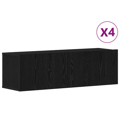 TV Cabinet Set 4 pcs Black Oak 100 x 30 x 30 cm Engineered Wood