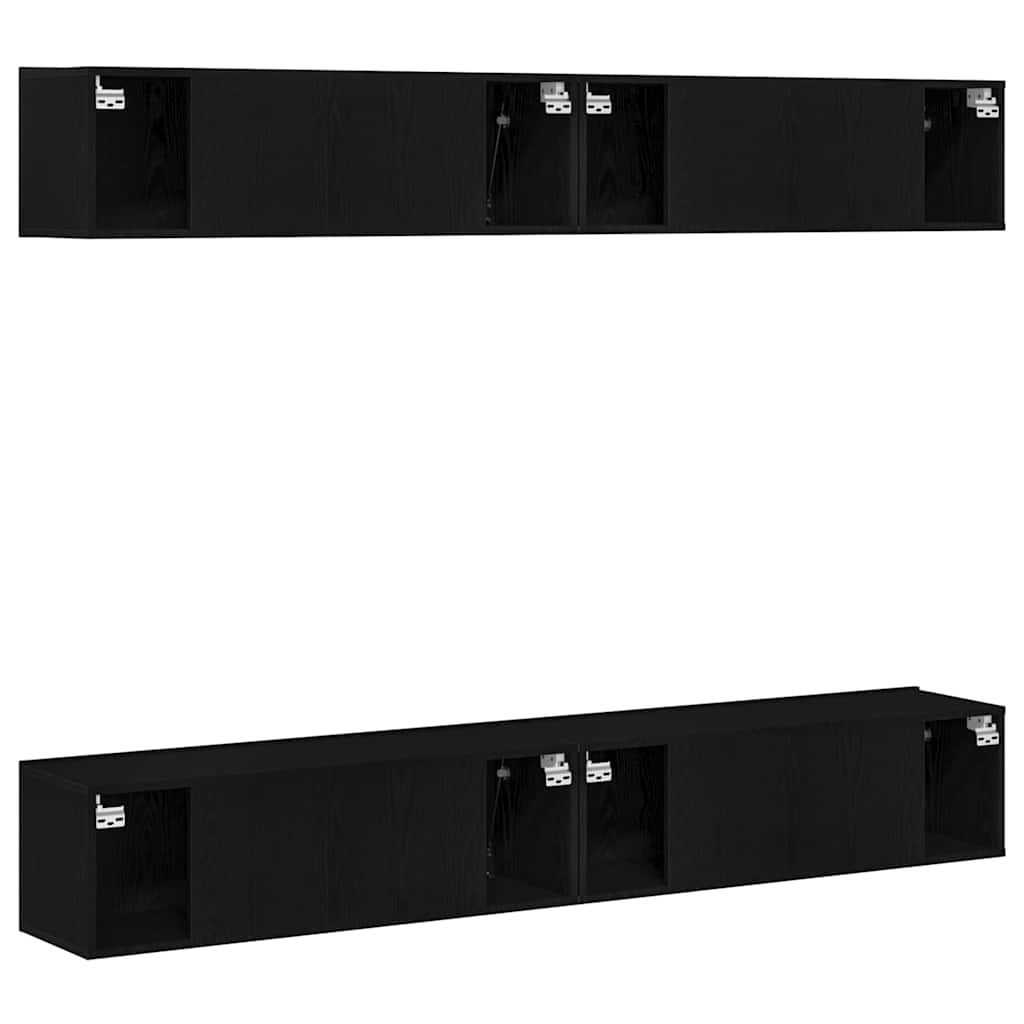 TV Cabinet Set 4 pcs Black Oak 100 x 30 x 30 cm Engineered Wood