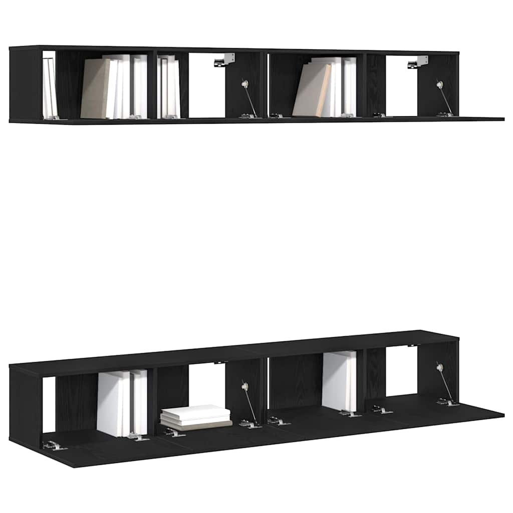 TV Cabinet Set 4 pcs Black Oak 100 x 30 x 30 cm Engineered Wood