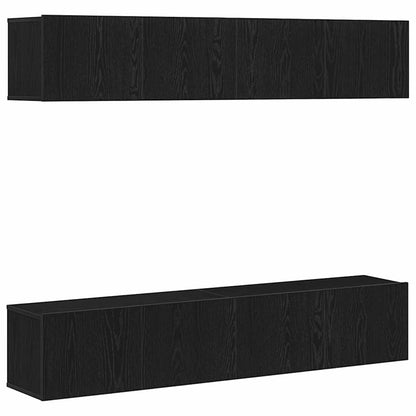 TV Cabinet Set 4 pcs Black Oak Engineered Wood