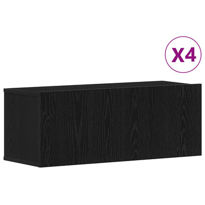 TV Cabinet Set 4 pcs Black Oak Engineered Wood